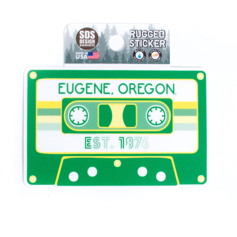 Eugene, Green, Stickers, Home & Auto, 3.5", SDS Design, Cassette Tape design, 759407